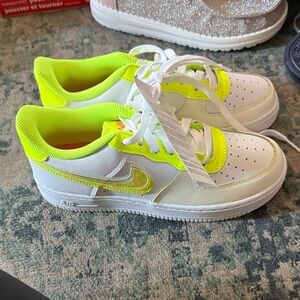 Nike Kids Neon Yellow and White Sneakers